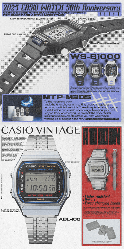 CASIO Vintage Watches 50th Layout Design